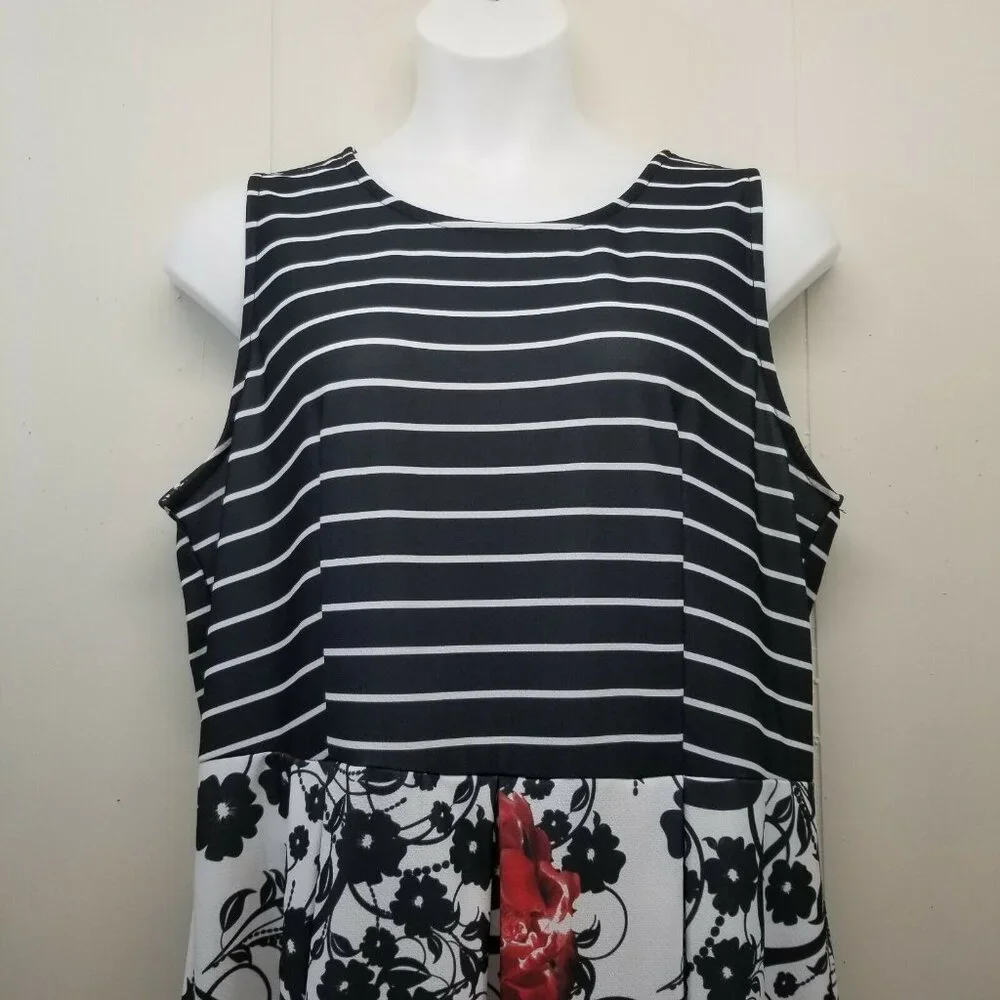 Lily Firmiana 2XL Floral Sleeveless Dress Striped Floral Whimsigoth‎ Coquette